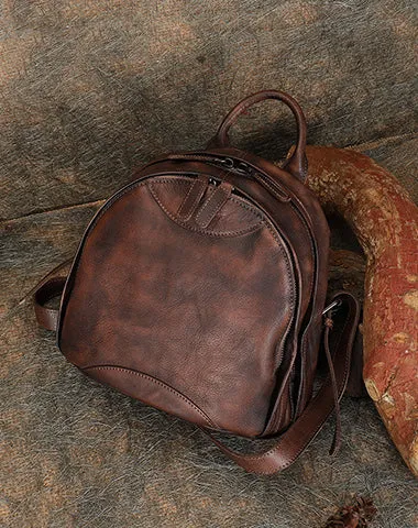 Best Purple Leather Rucksack Bag Womens Vintage Small School Backpacks Leather Backpack Purse