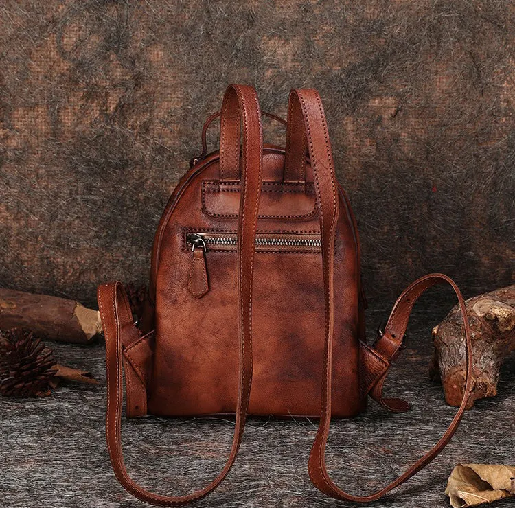 Best Vintage Rivet Leather Rucksack Bag Womens Small School Backpacks Leather Backpack Purse