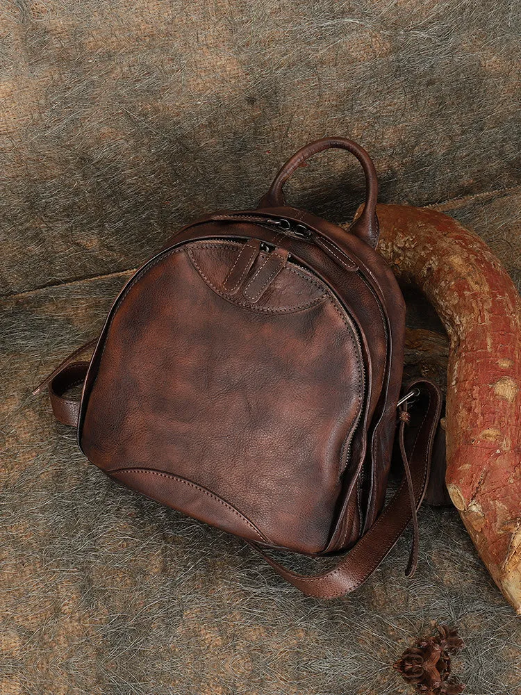 Best Watercolour Leather Rucksack Bag Womens Vintage Small School Backpacks Leather Backpack Purse