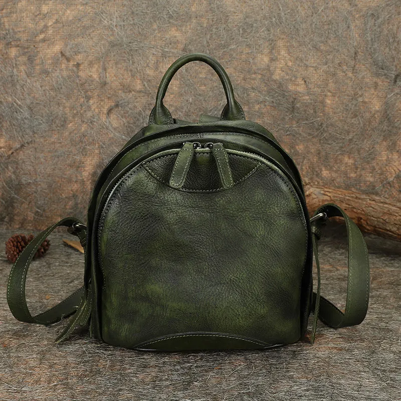 Best Watercolour Leather Rucksack Bag Womens Vintage Small School Backpacks Leather Backpack Purse