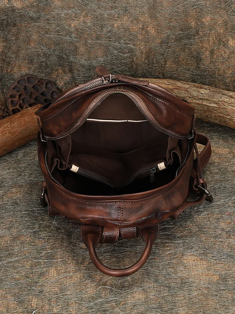 Best Watercolour Leather Rucksack Bag Womens Vintage Small School Backpacks Leather Backpack Purse