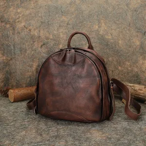 Best Watercolour Leather Rucksack Bag Womens Vintage Small School Backpacks Leather Backpack Purse