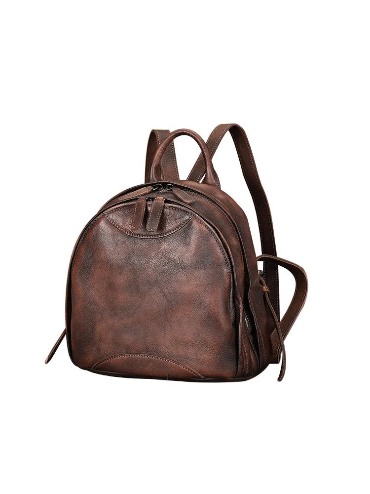 Best Watercolour Leather Rucksack Bag Womens Vintage Small School Backpacks Leather Backpack Purse