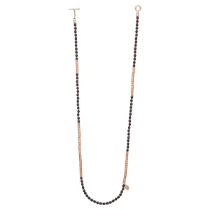 Black Agata Stone Beaded Necklace with 18K Rose Gold beads