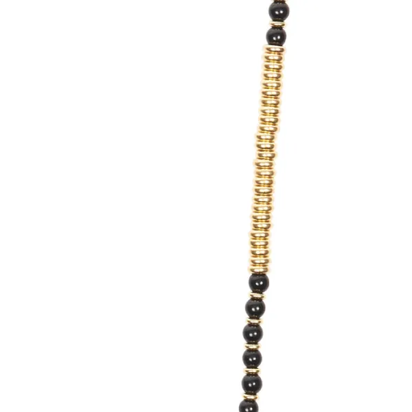 Black Agata Stone Beaded Necklace with 18K Yellow Gold beads
