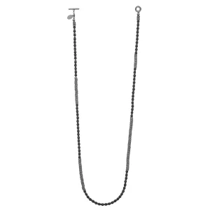 Black Agata Stone Beaded Necklace with Black PVD beads