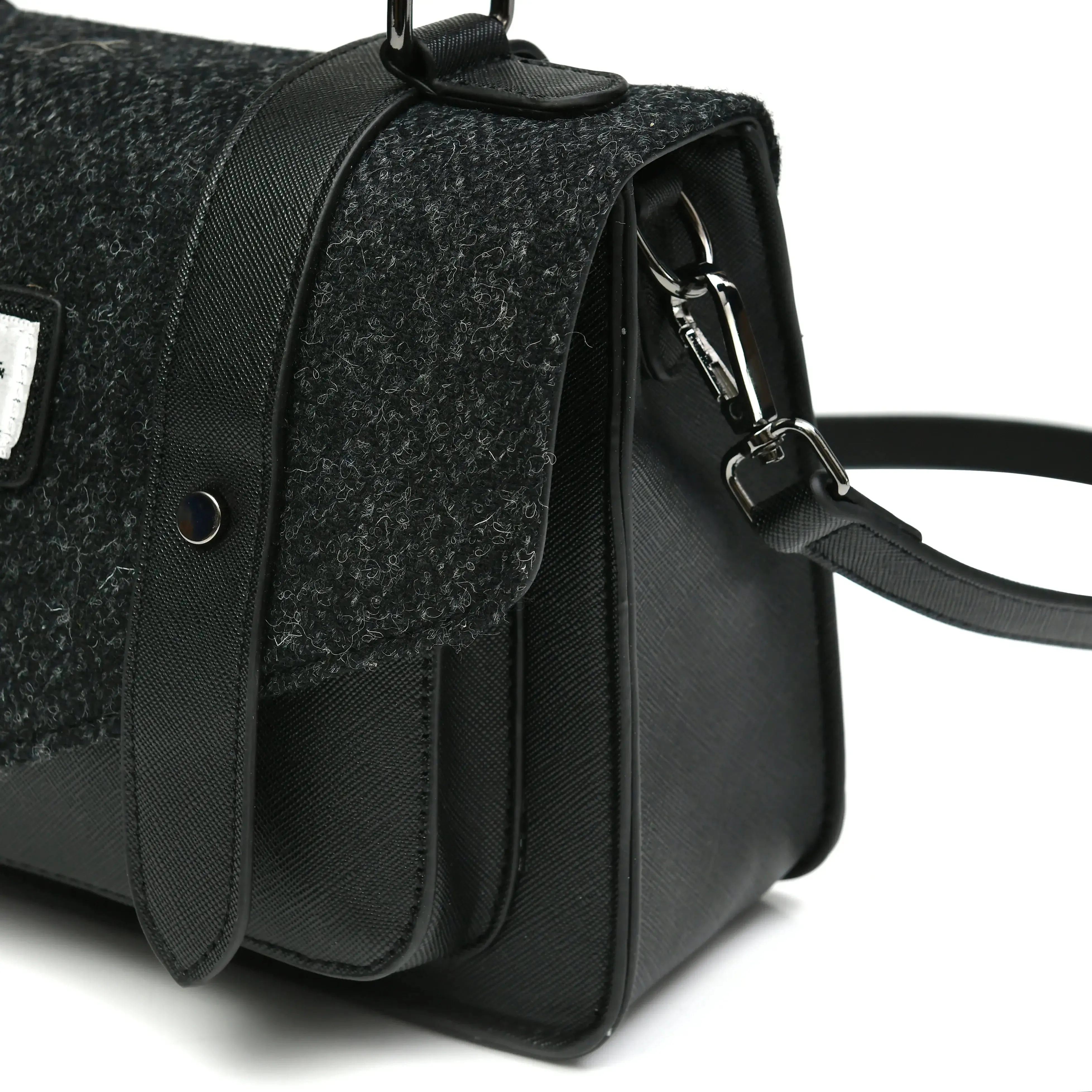 Black Herringbone Satchels with Harris Tweed®