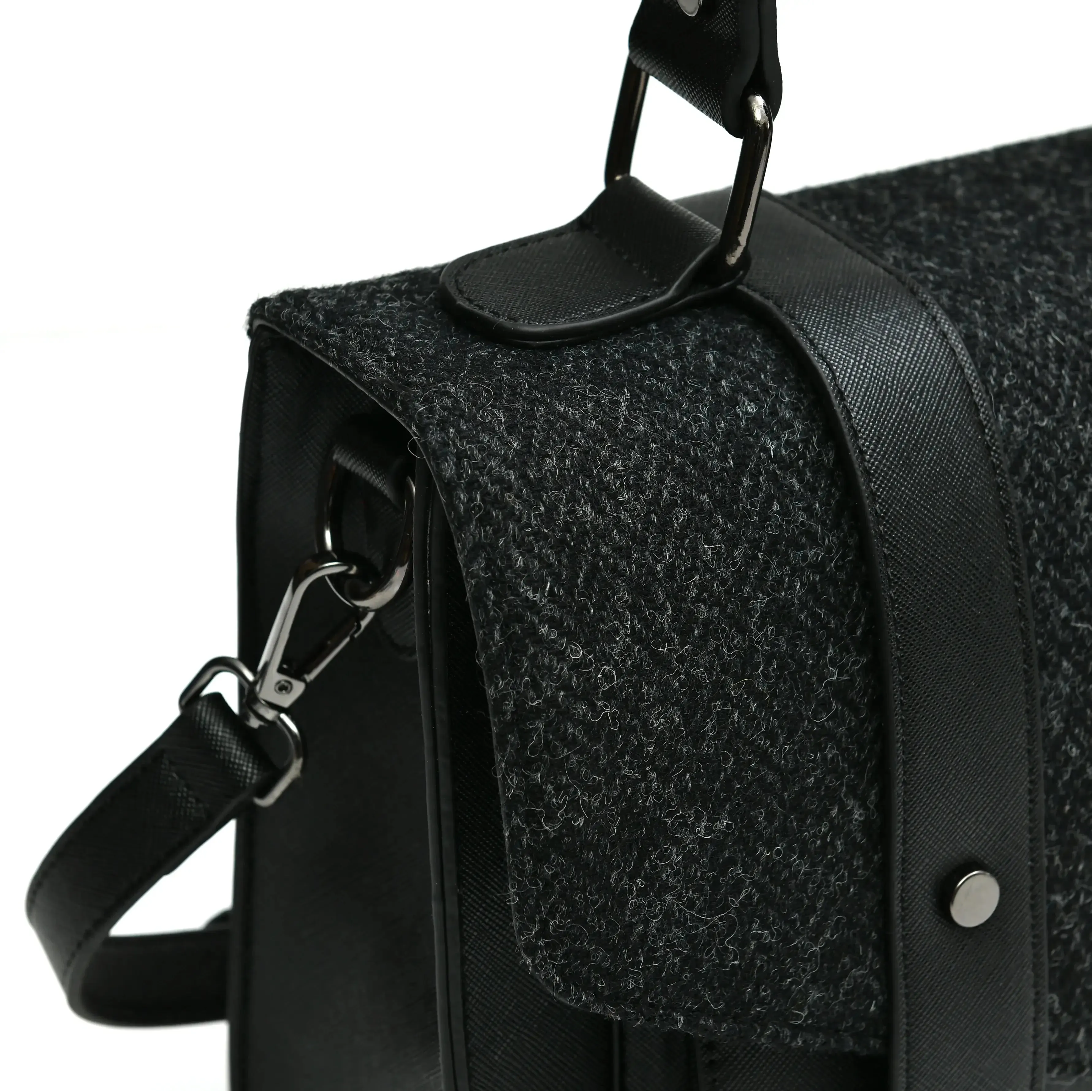 Black Herringbone Satchels with Harris Tweed®