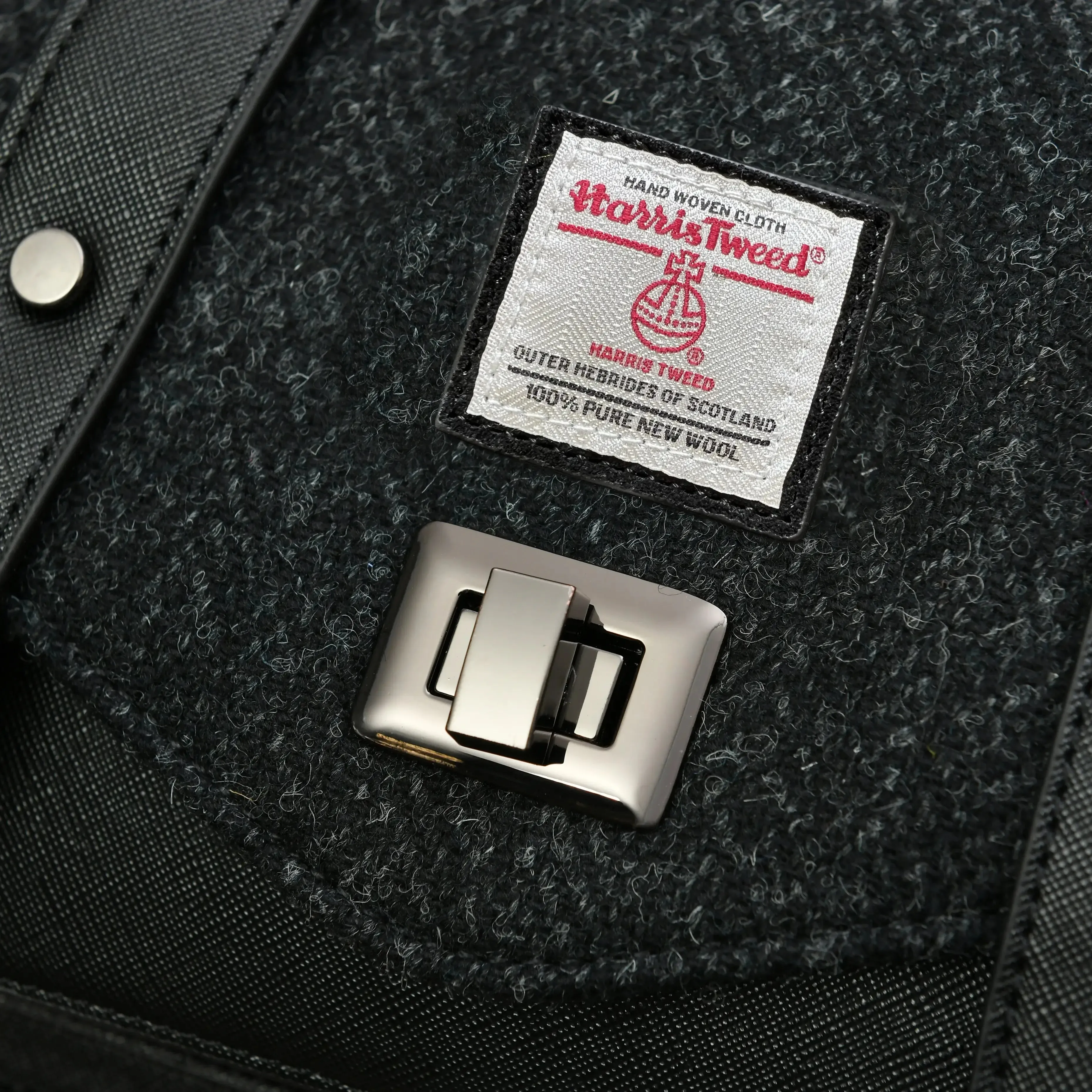 Black Herringbone Satchels with Harris Tweed®