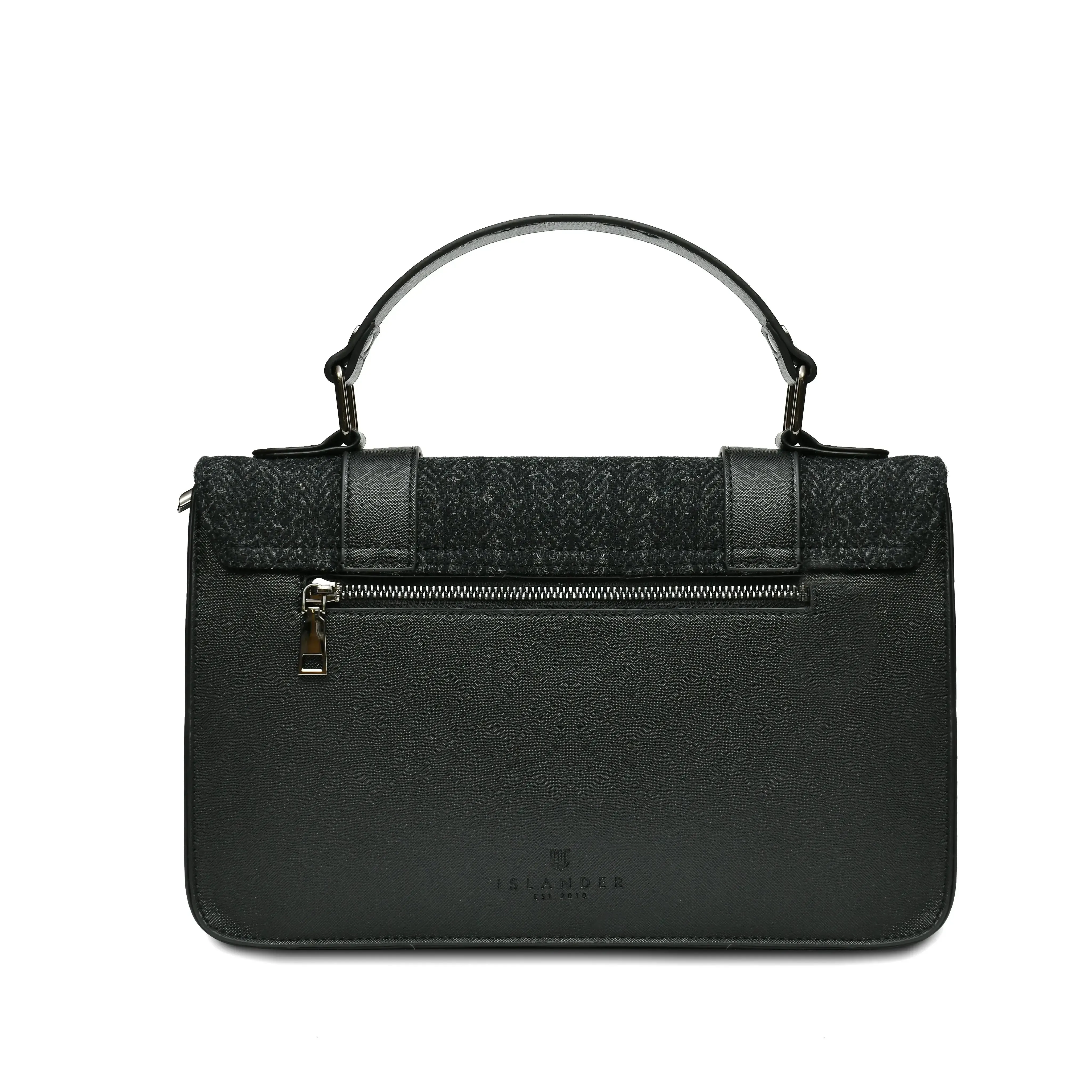 Black Herringbone Satchels with Harris Tweed®