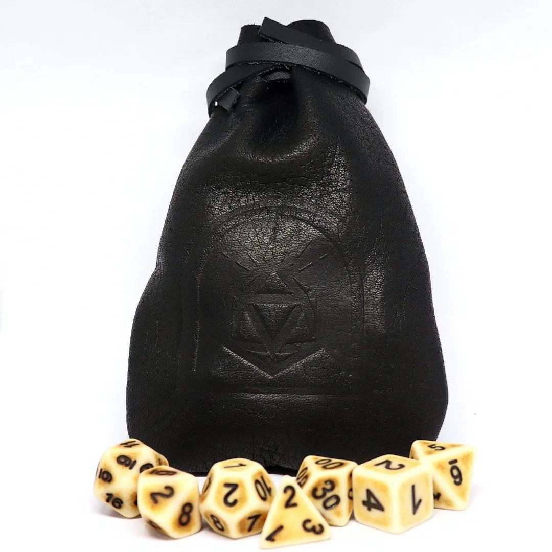 Black Onyx Leather Dice Pouch
