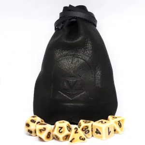 Black Onyx Leather Dice Pouch