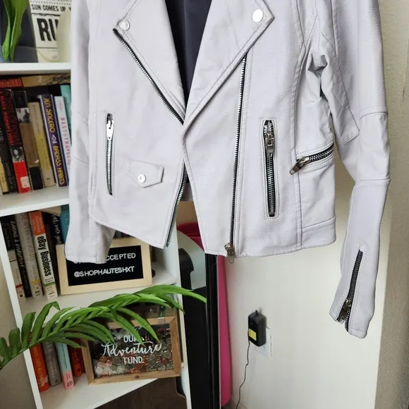 Blank NYC Easy Rider Grey Faux Leather Moto Jacket