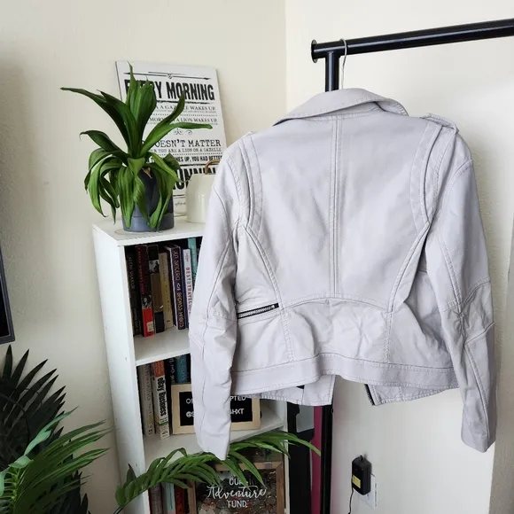Blank NYC Easy Rider Grey Faux Leather Moto Jacket