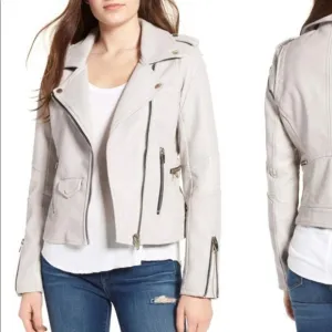 Blank NYC Easy Rider Grey Faux Leather Moto Jacket