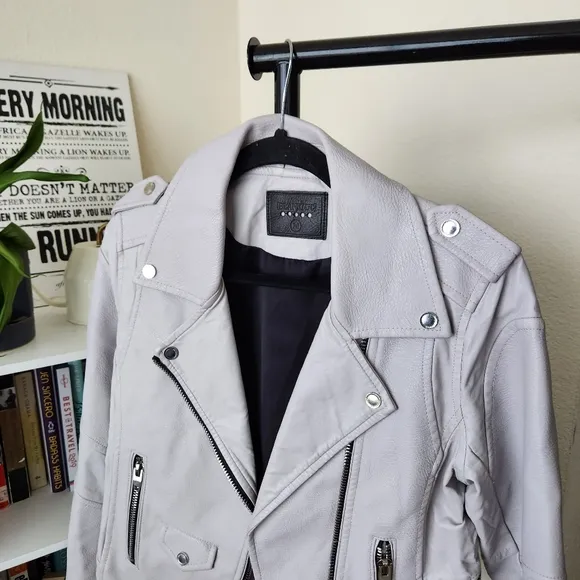 Blank NYC Easy Rider Grey Faux Leather Moto Jacket