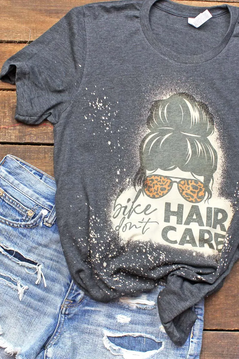 Bleached Bike Hair Don't Care Unisex Short Sleeve T-Shirt