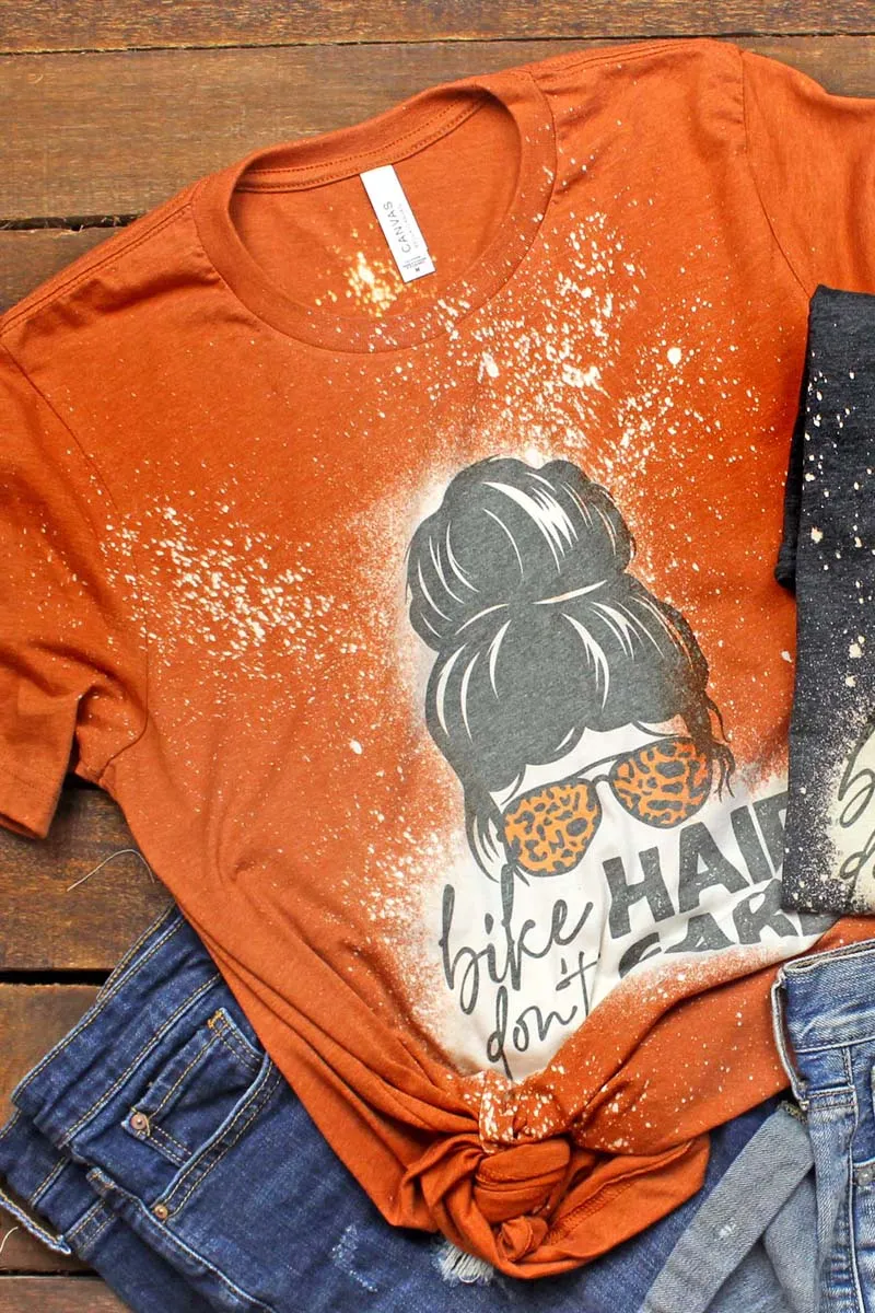 Bleached Bike Hair Don't Care Unisex Short Sleeve T-Shirt
