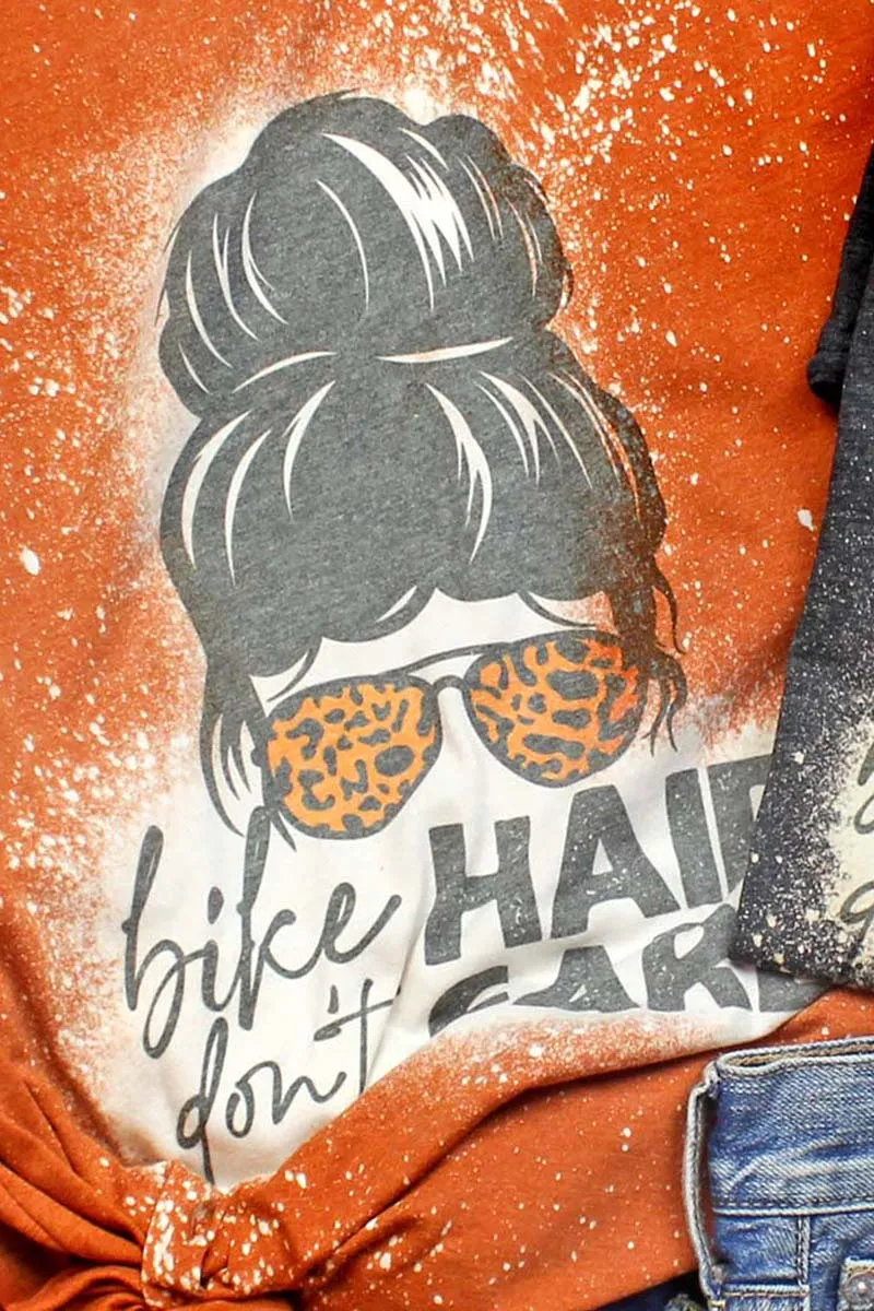 Bleached Bike Hair Don't Care Unisex Short Sleeve T-Shirt