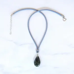 Blue Flame Labradorite gemstone Hand Wrapped on Leather W/ Sterling Silver