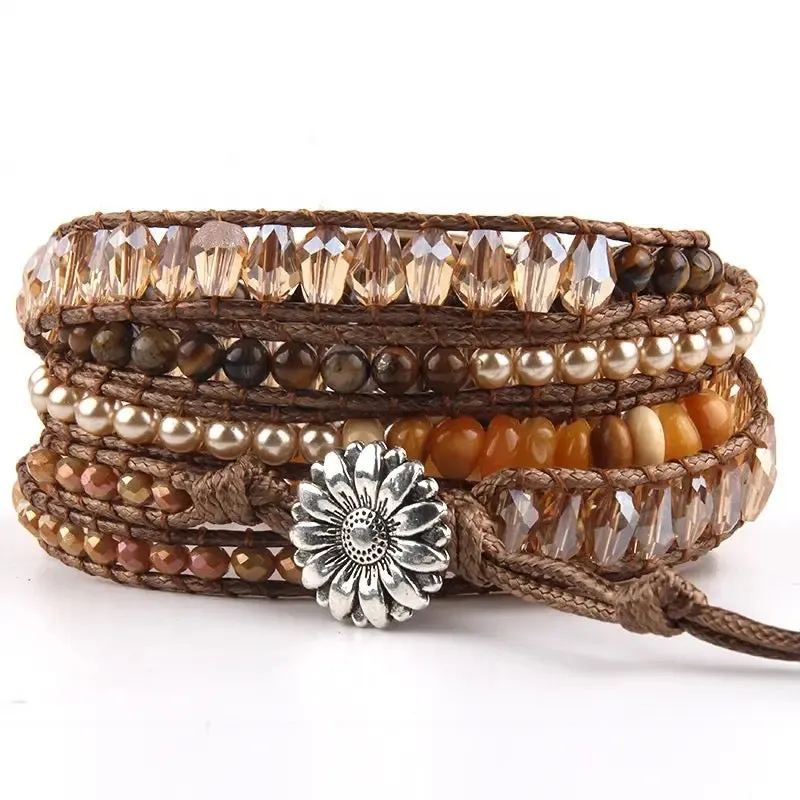 Boho & Mala Blue Stone 5 Wrap Bracelet