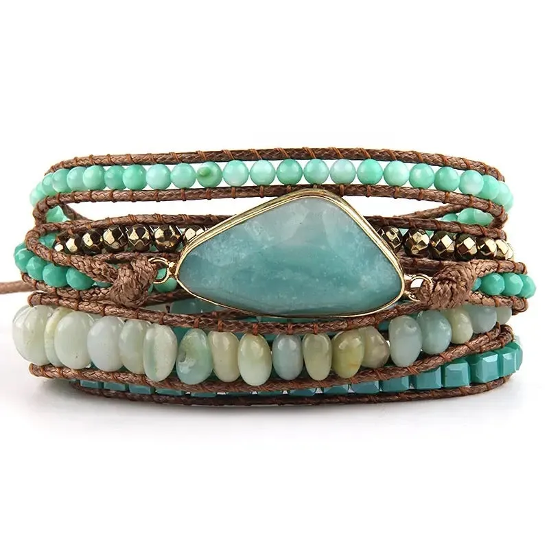 Boho & Mala Blue Stone 5 Wrap Bracelet