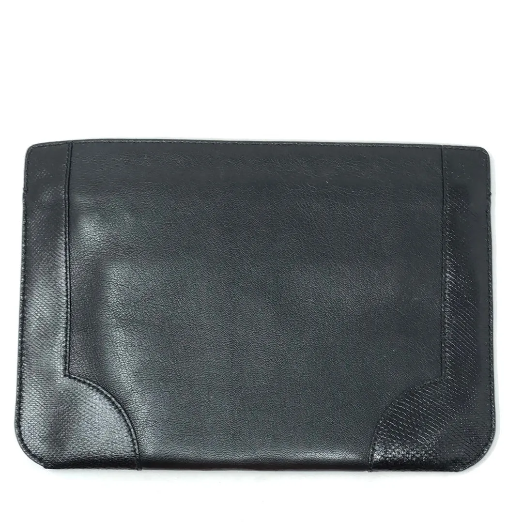 Bottega Veneta Black Leather Multicolor Python Trimmed Top Zip Clutch