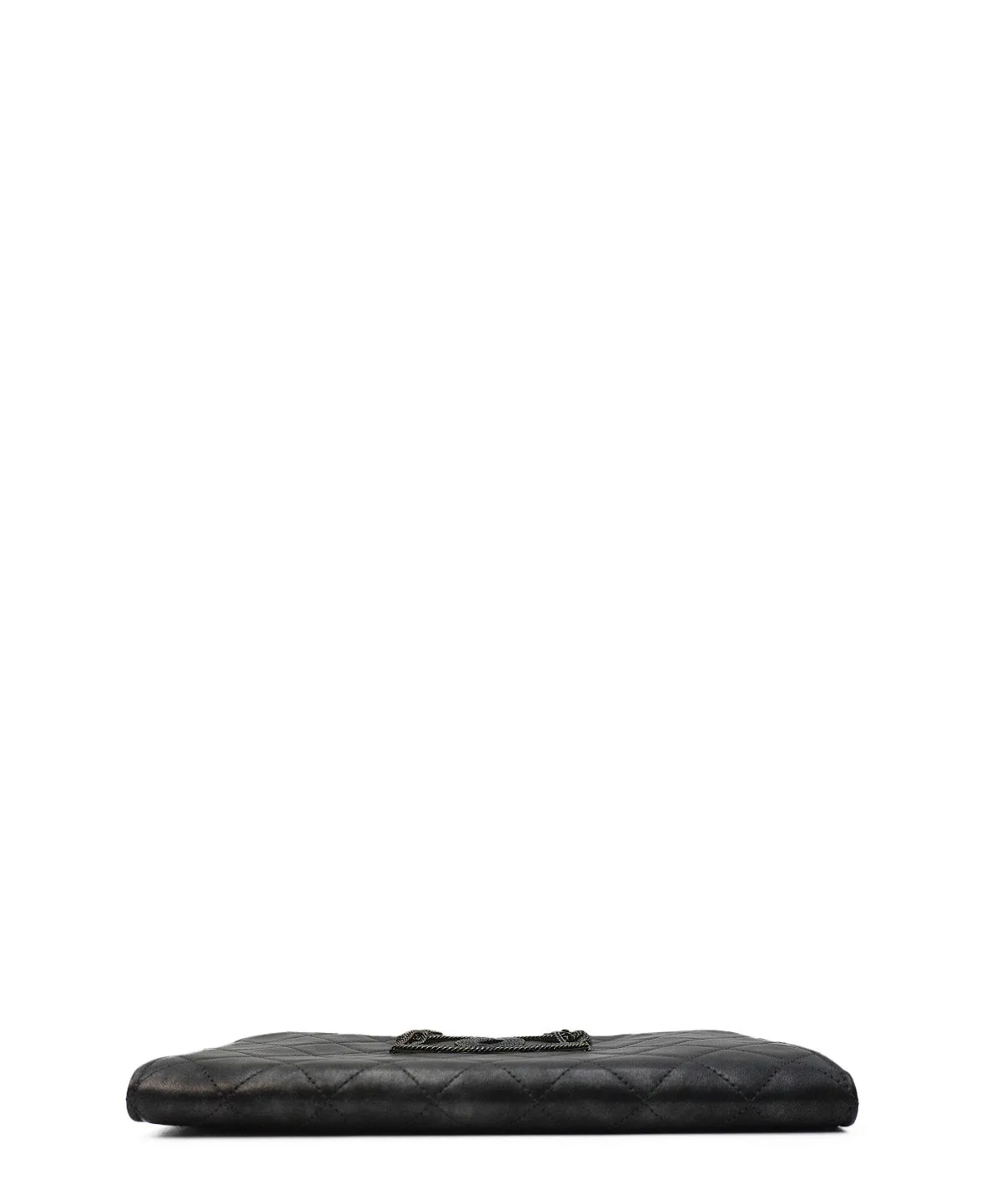 Bronze Metallic Quilted Calfskin Chain CC Wristlet Clutch Black