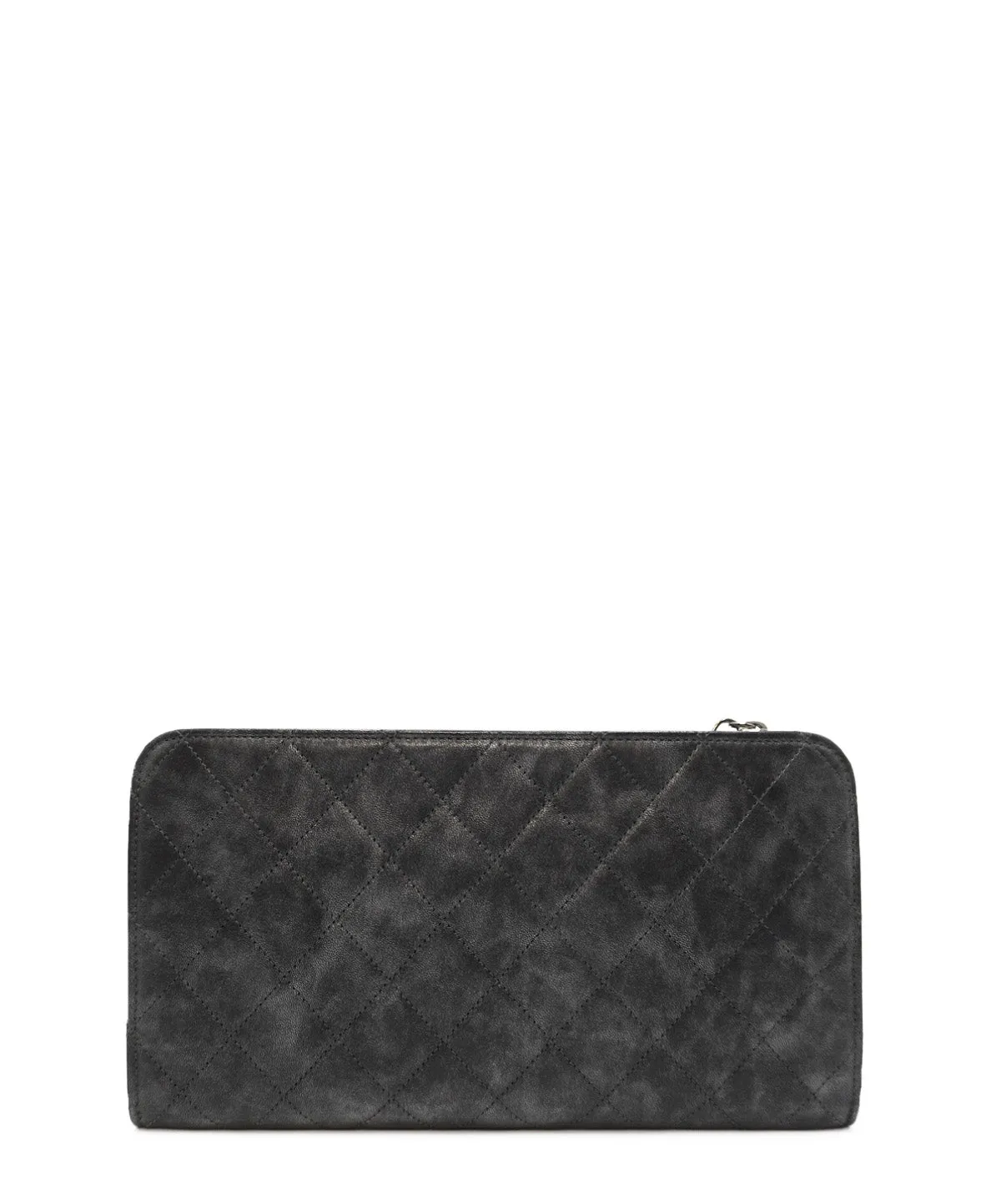 Bronze Metallic Quilted Calfskin Chain CC Wristlet Clutch Black
