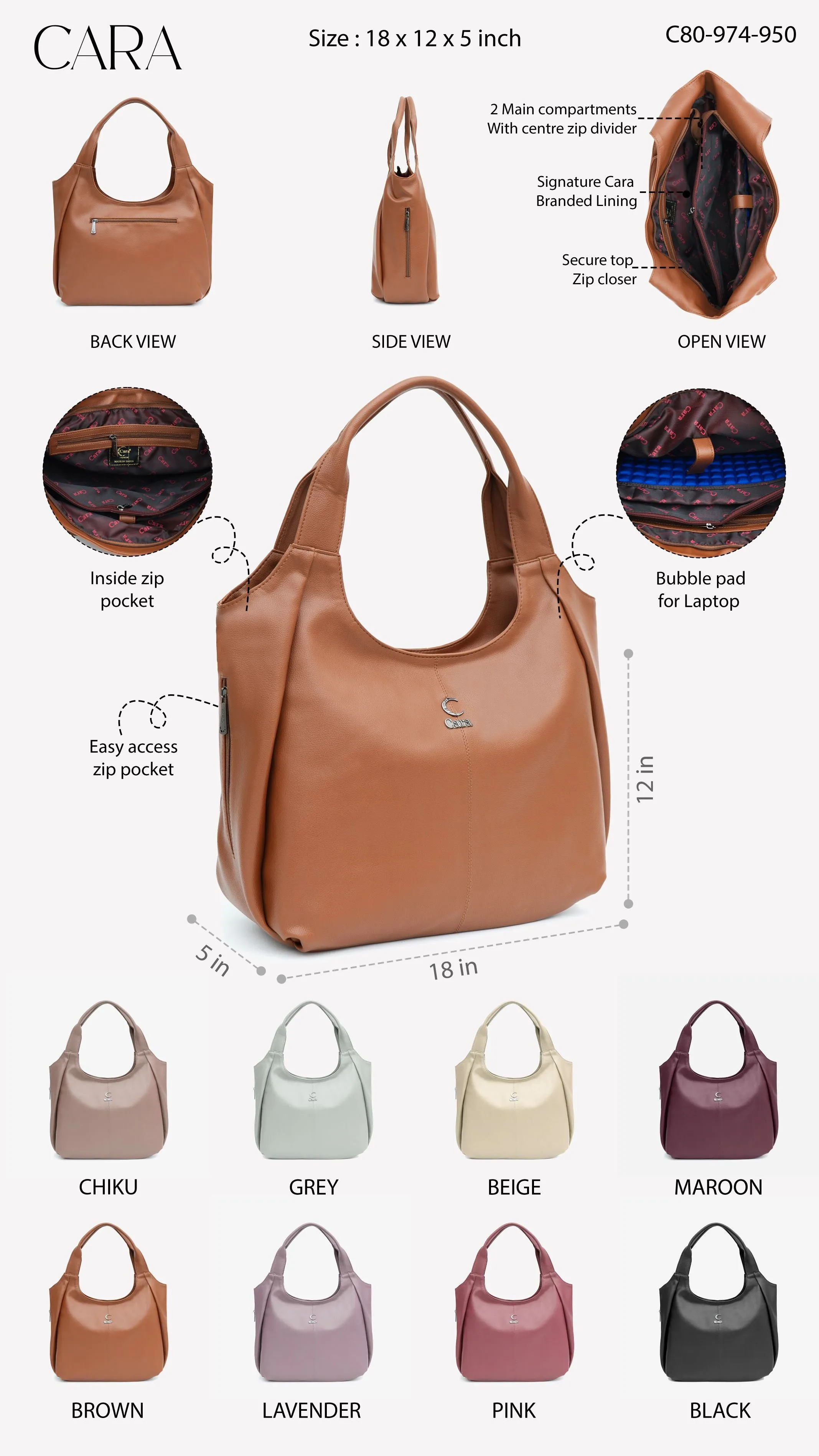 Brown Crazy Curve HANDBAG | CARA