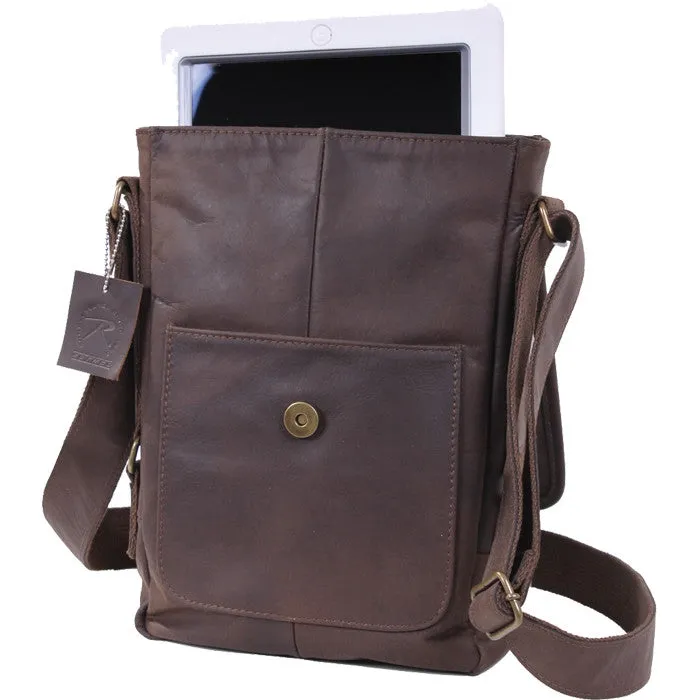 Brown - Tactical Tablet Tech Shoulder Bag - Heavy Duty Leather