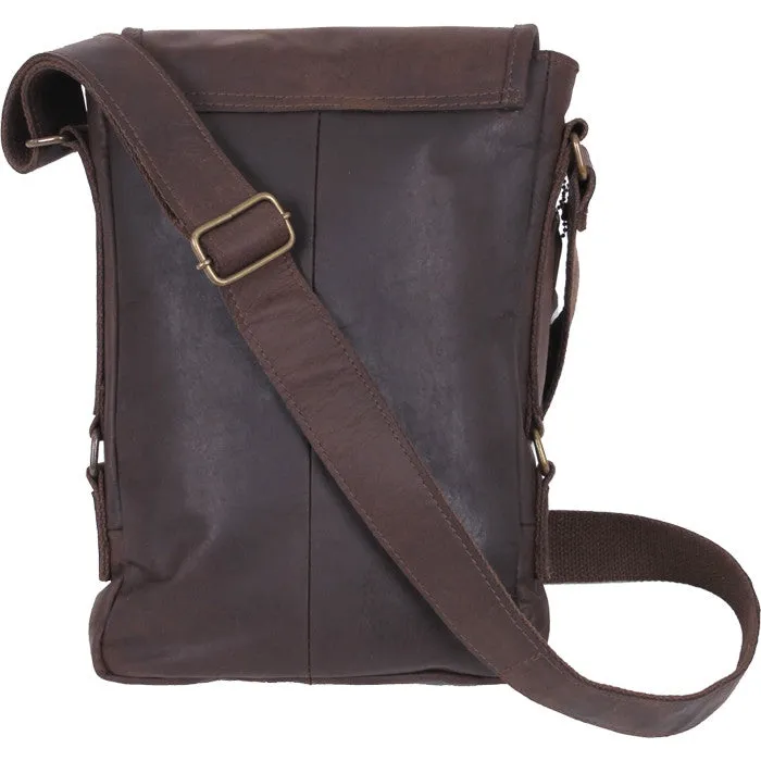 Brown - Tactical Tablet Tech Shoulder Bag - Heavy Duty Leather