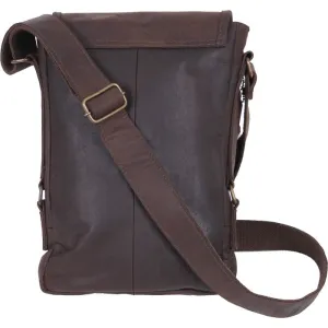 Brown - Tactical Tablet Tech Shoulder Bag - Heavy Duty Leather