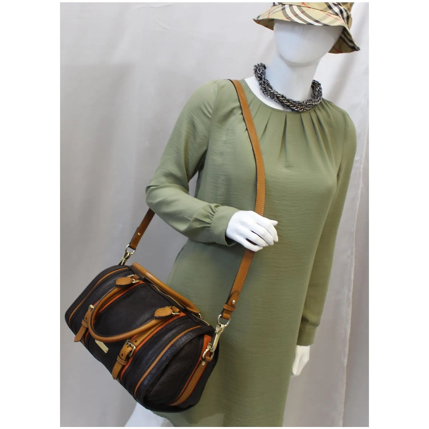 Burberry Alchester Bowling Leather Satchel Shoulder Bag Black