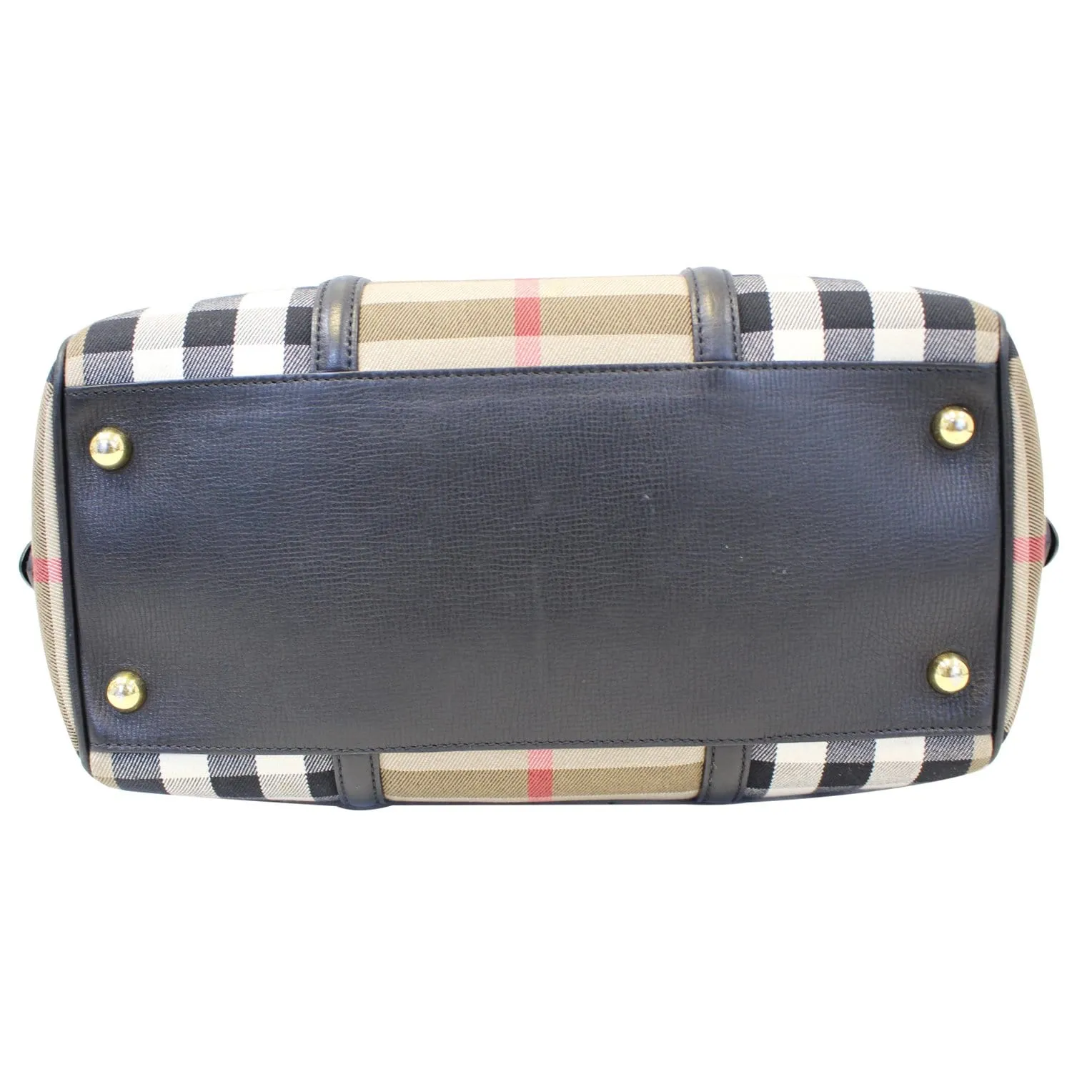 BURBERRY Alchester Medium House Check Satchel Bag Black/Beige