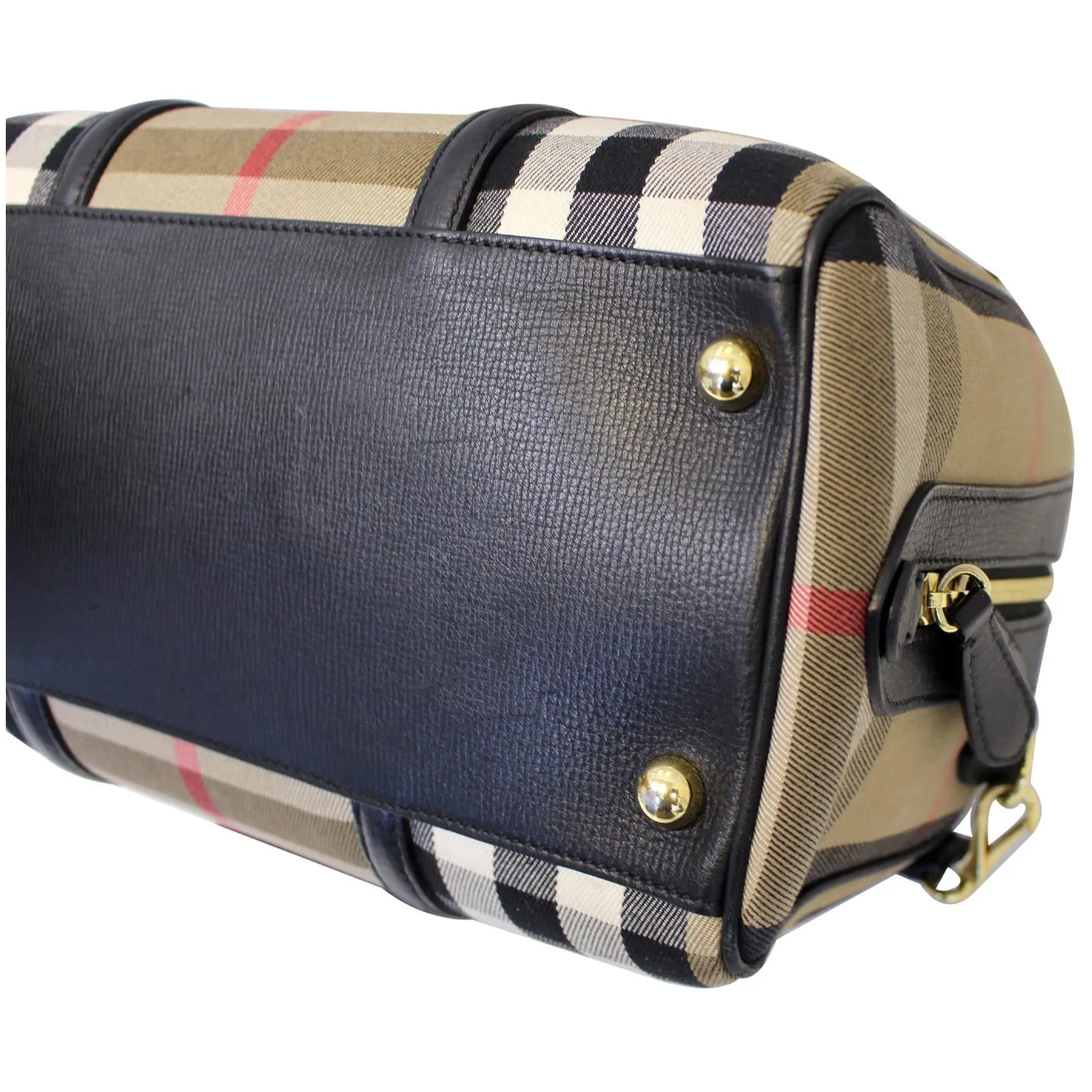 BURBERRY Alchester Medium House Check Satchel Bag Black/Beige