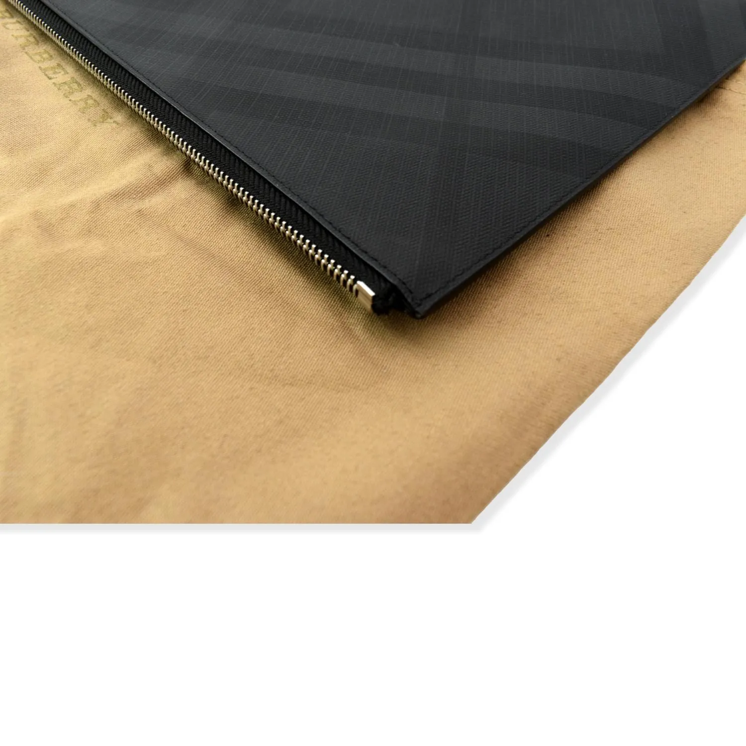BURBERRY London Check Leather Zip Pouch