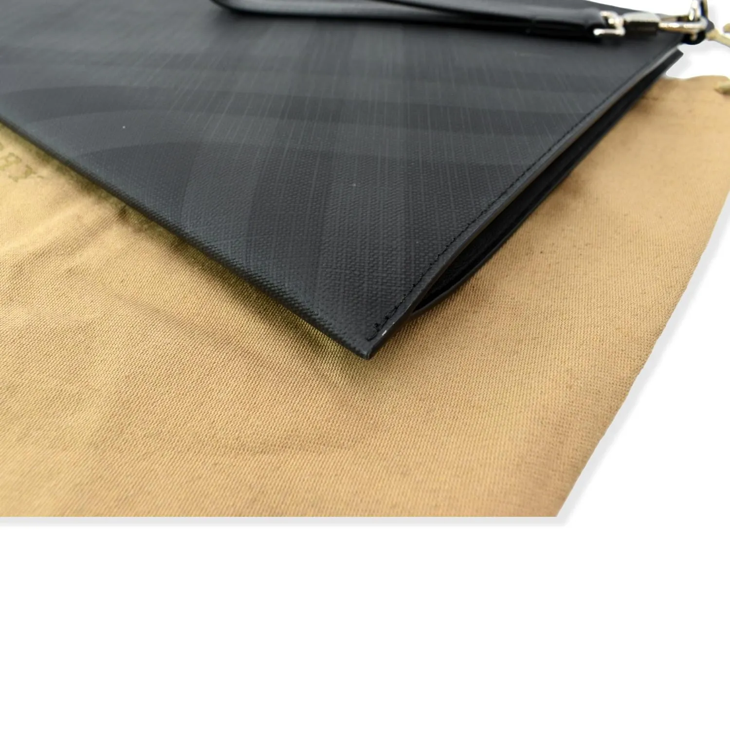BURBERRY London Check Leather Zip Pouch