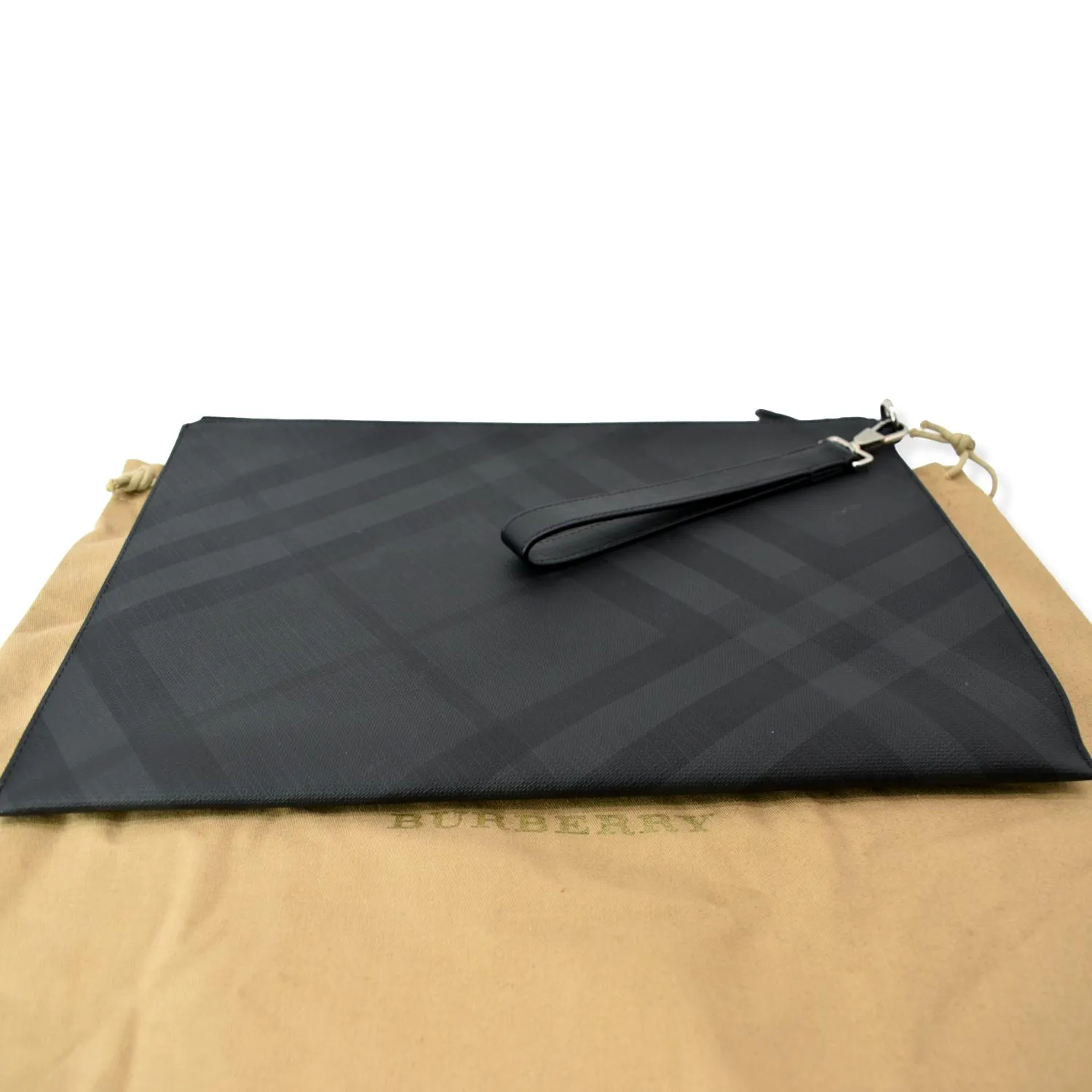 BURBERRY London Check Leather Zip Pouch