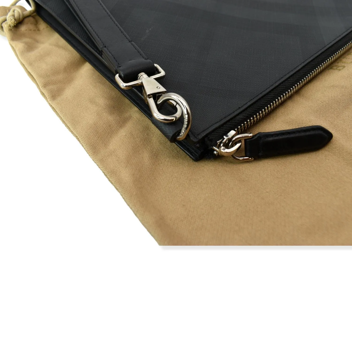 BURBERRY London Check Leather Zip Pouch