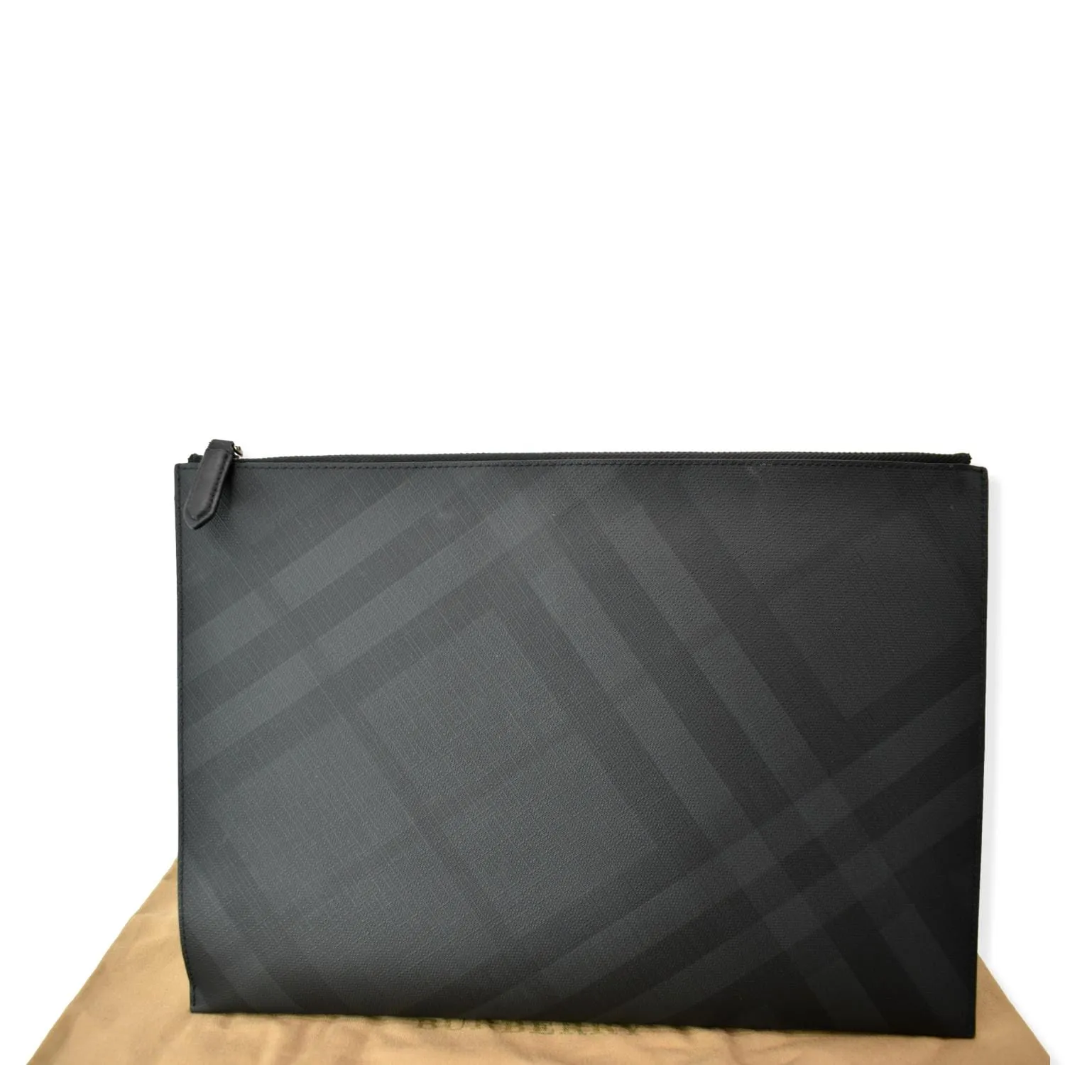 BURBERRY London Check Leather Zip Pouch