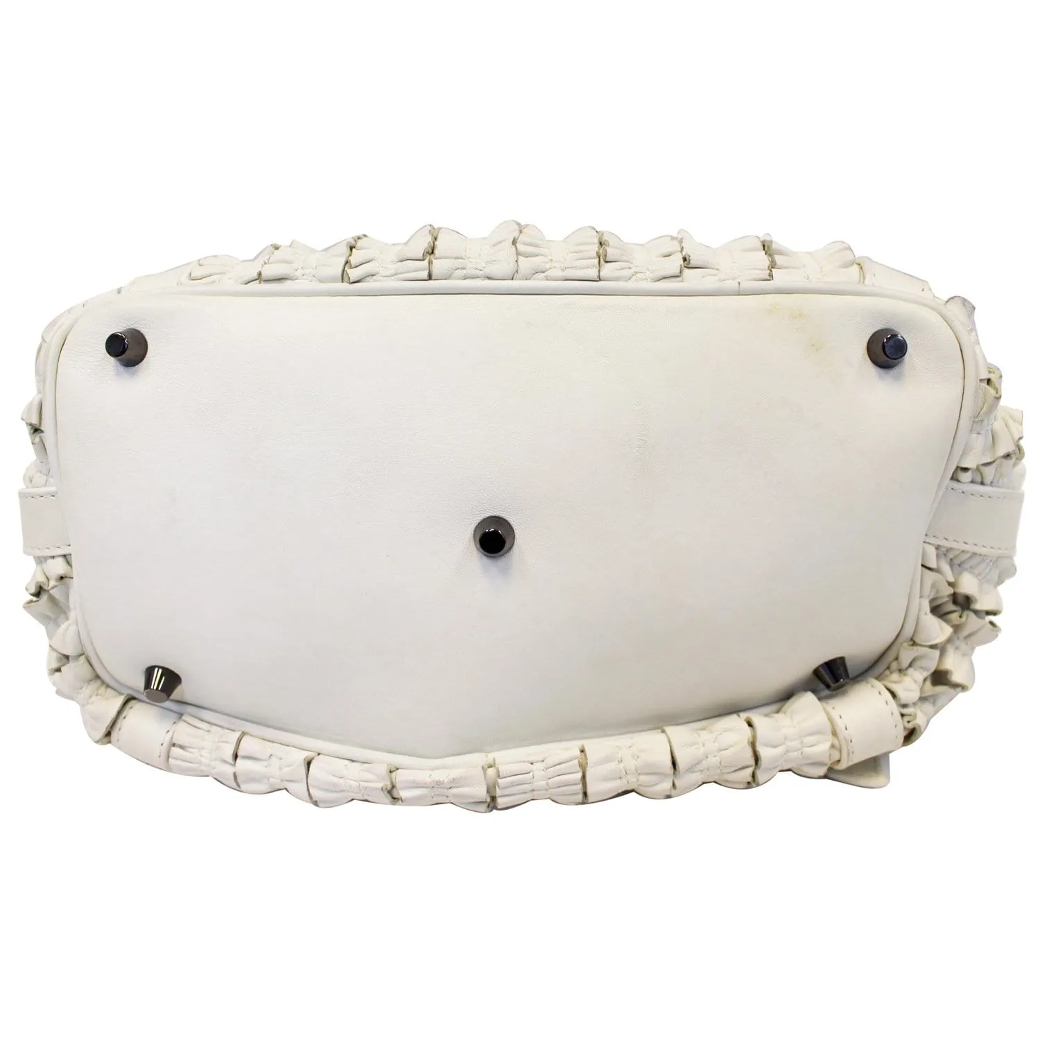 BURBERRY Ruffle Small Lowry White Leather Shoulder Bag - Last Call