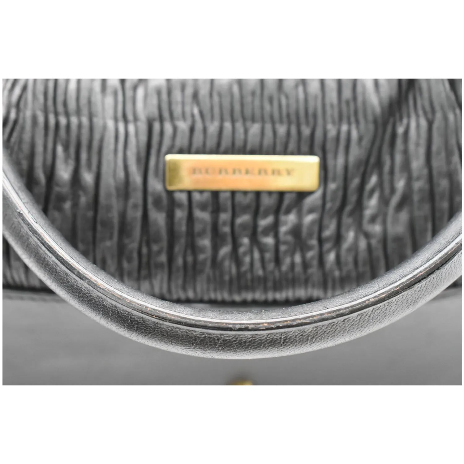 BURBERRY Studded Leather Satchel Bag Black