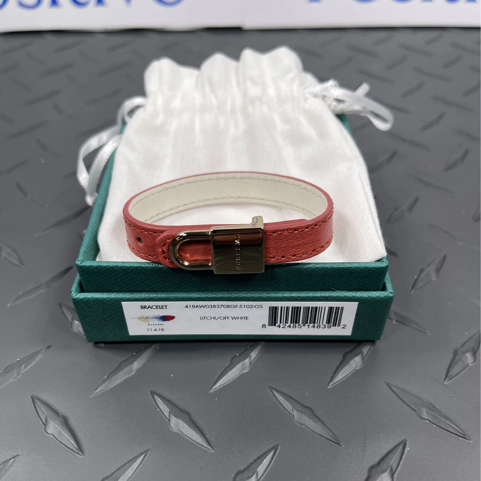 Buscemi Bracelet Litchi/Off White Leather Accessory