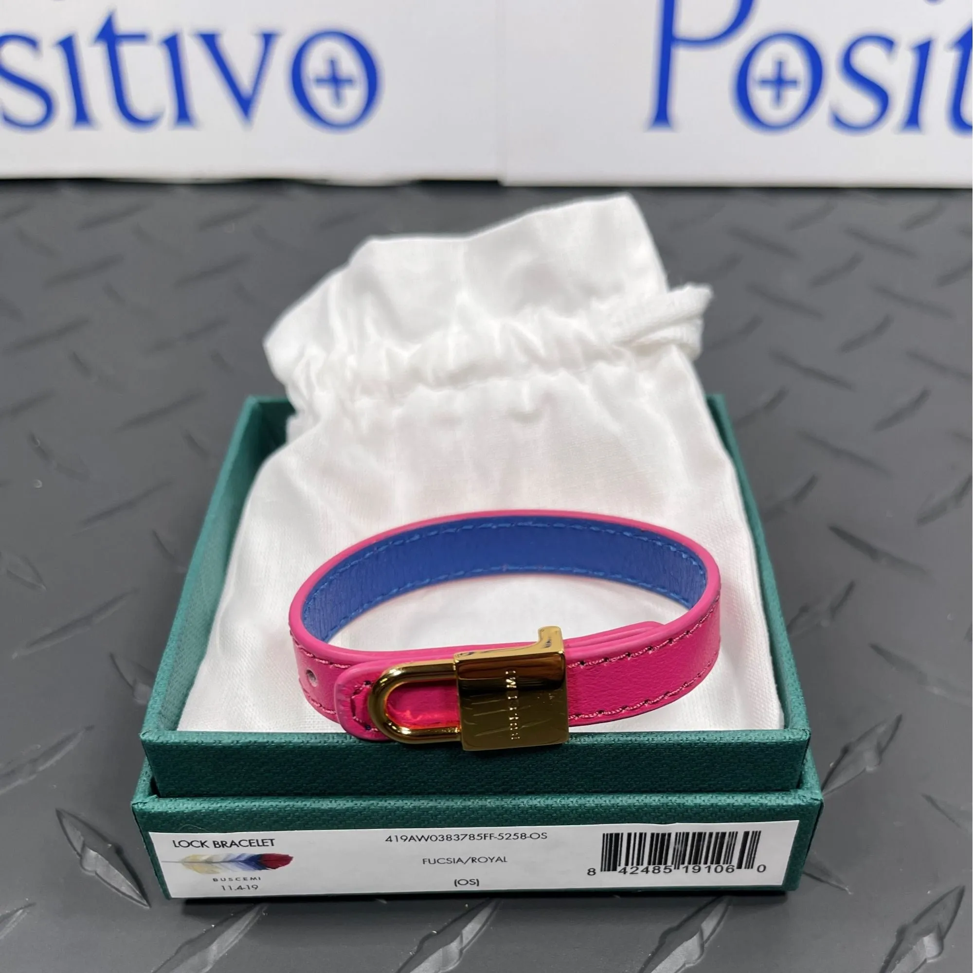 Buscemi Lock Bracelet Fucsia/Royal Leather