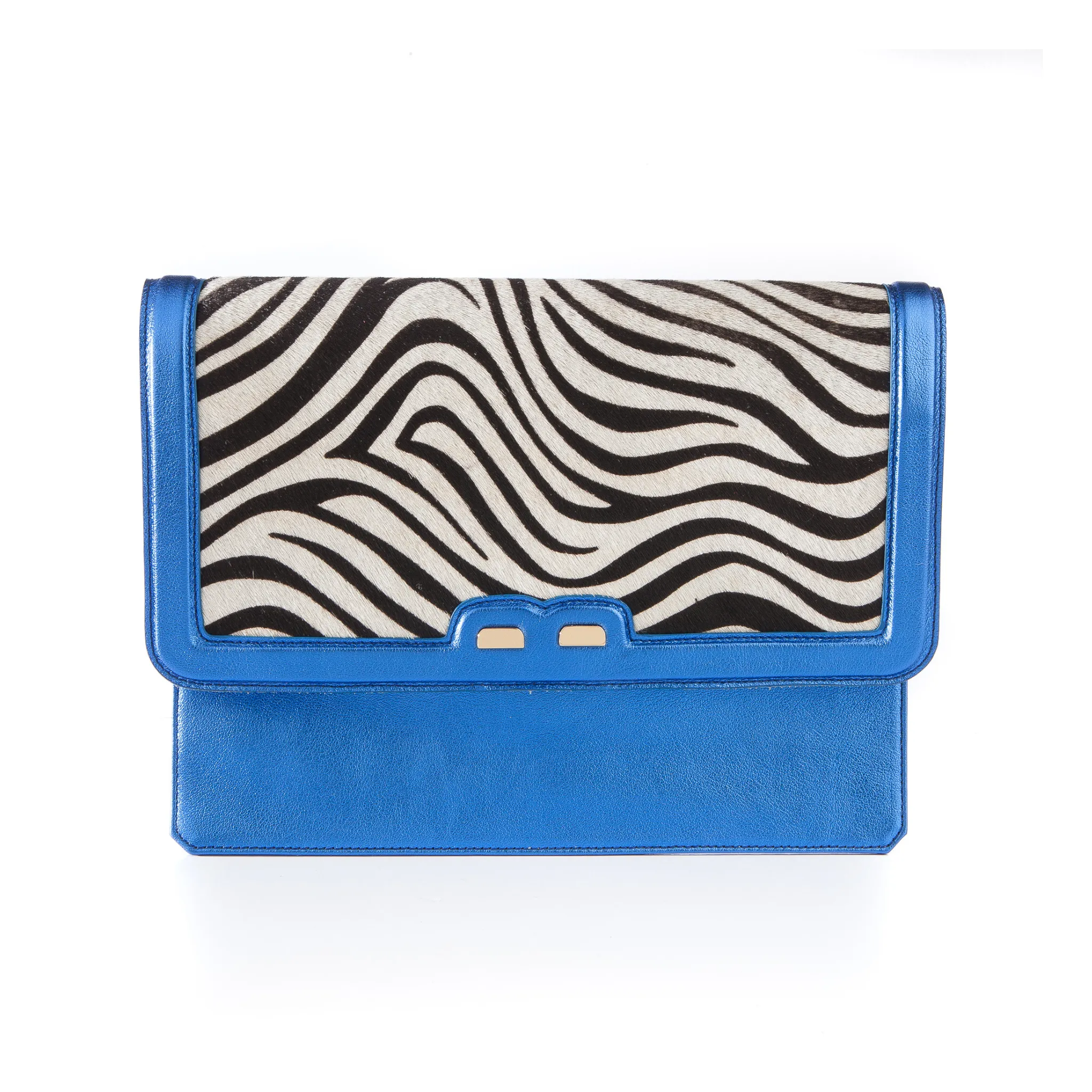 Caffery in Metallic Royal Blue and Zebra Calf Hair