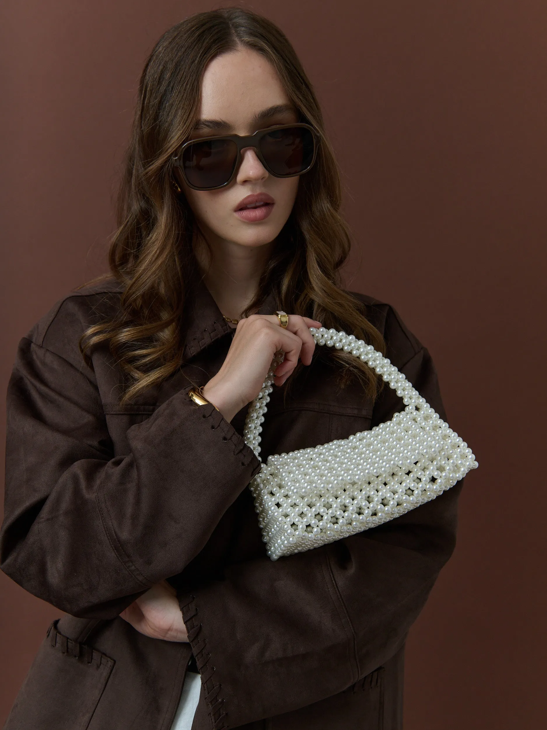 Camilia Beaded Pearl Clutch