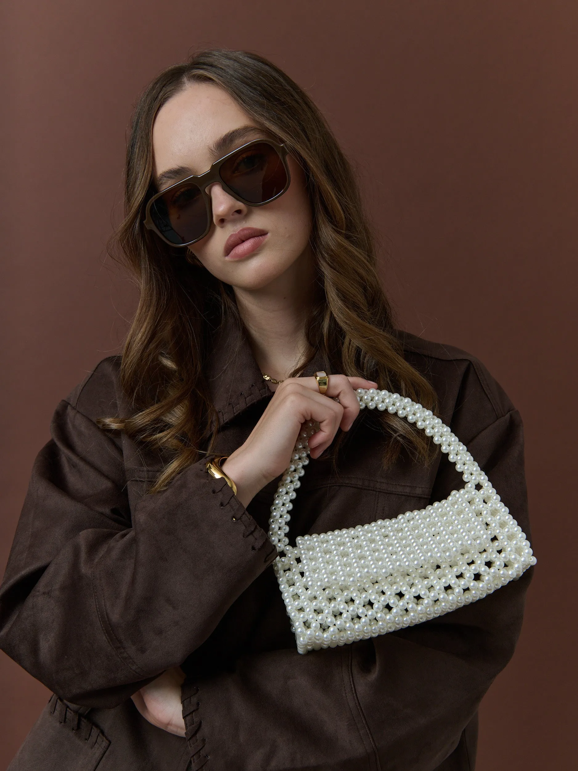Camilia Beaded Pearl Clutch