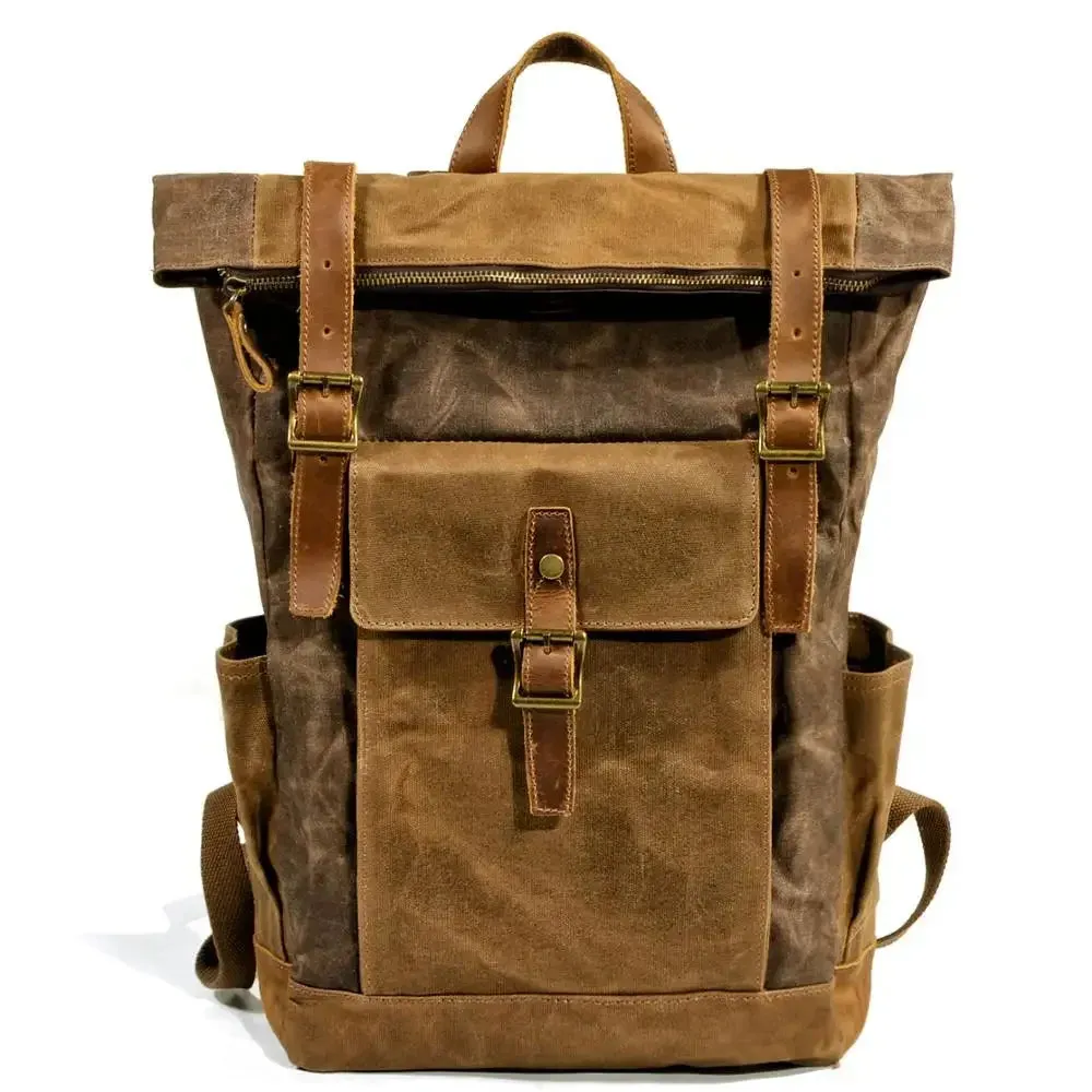 Canvas Oil Wax Backpacks for Men