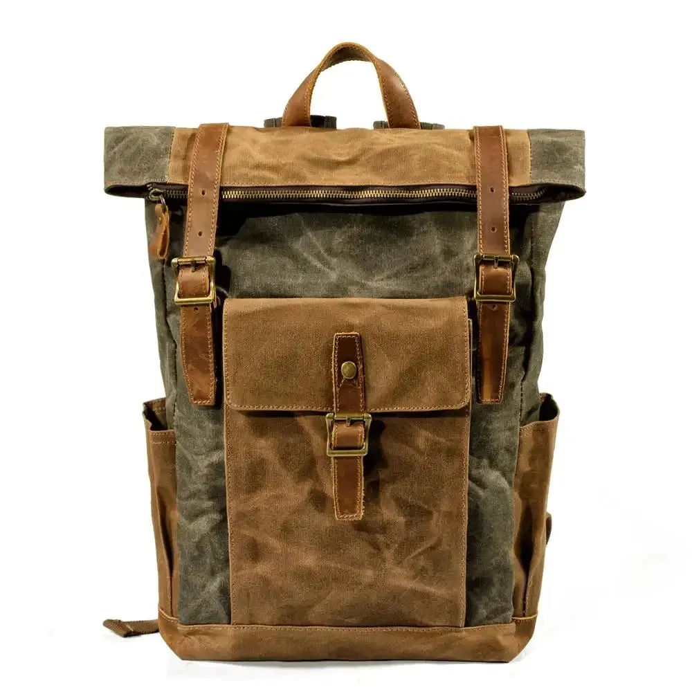 Canvas Oil Wax Backpacks for Men
